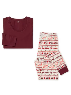 Adult Women's Pajama Set, Seasons Greetings Fair Isle