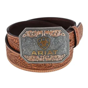 Ariat Men's Embossed Western Belt with Medallion Buckle