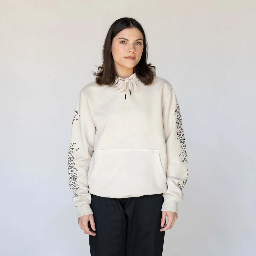 Barb Sleeve Embroidered Pigment-Dyed Hoodie - Bone