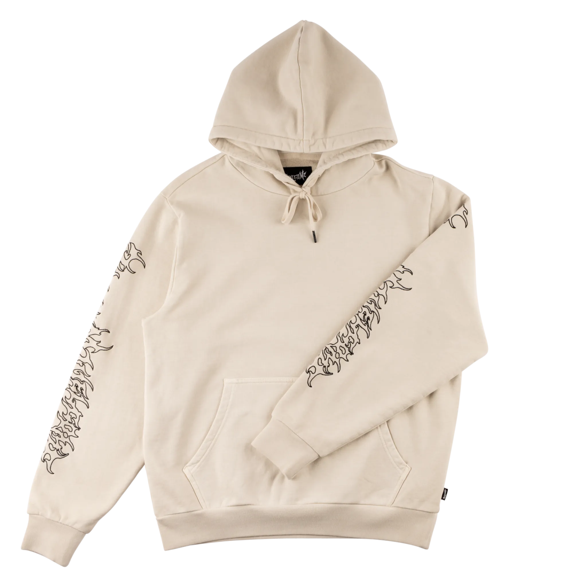 Barb Sleeve Embroidered Pigment-Dyed Hoodie - Bone