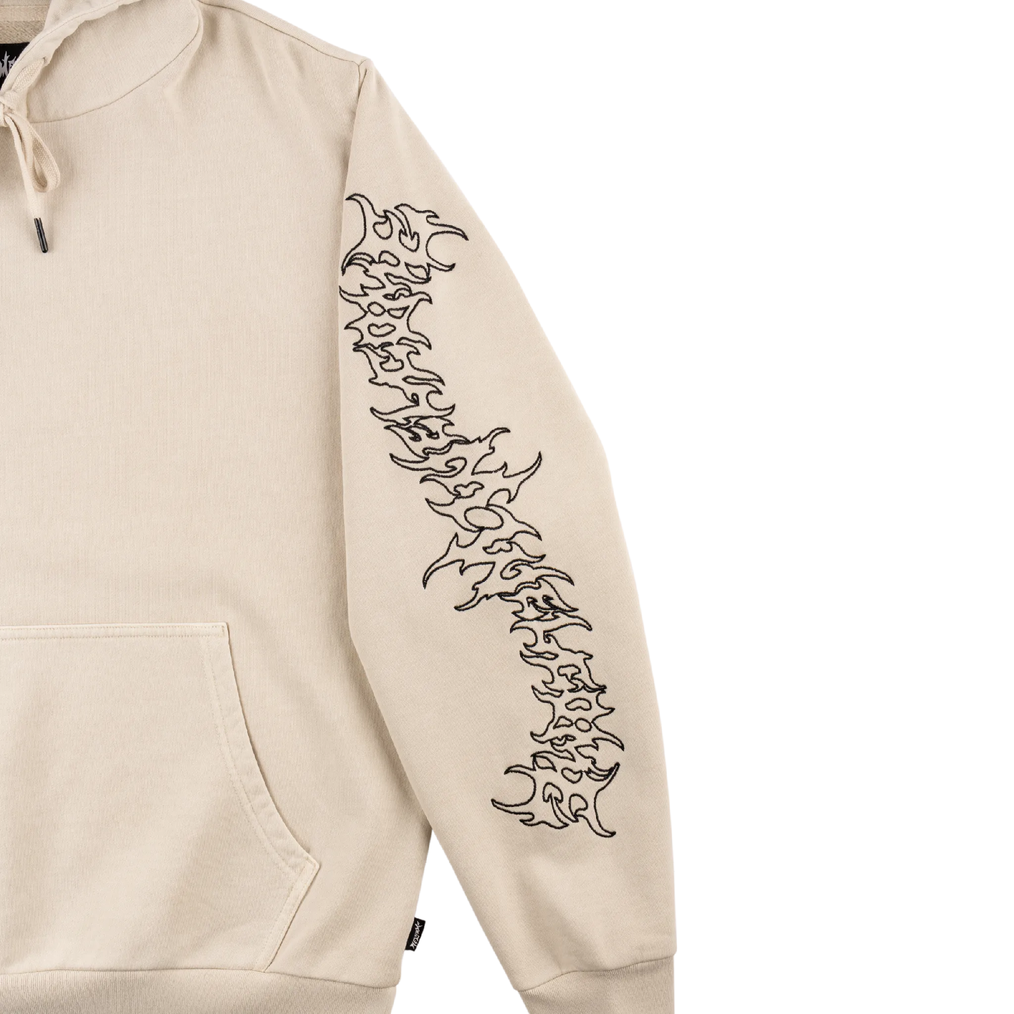 Barb Sleeve Embroidered Pigment-Dyed Hoodie - Bone