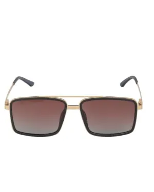 Carlton London Premium Gold with Brown Toned & Polarised Lens Square Sunglass for unisex