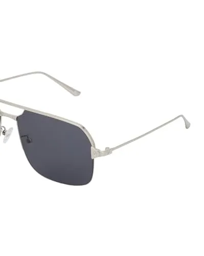 Carlton London Premium Silver with Black Toned & UV Protected Lens Rectangle Sunglass for men