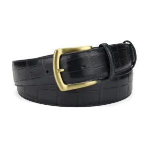 Deep Blue Satin Gold Mock Croc Tail Belt