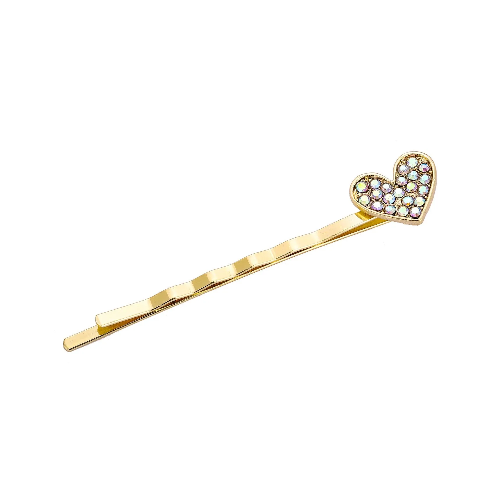 Faux Diamonds Heart Bobby Pins - Pair