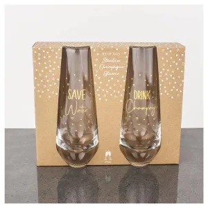 Gold Save Water Stemless Champagne Glasses (2pc)