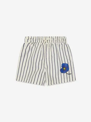 KENZO Boys Striped Flower Print Swim Shorts in Cream