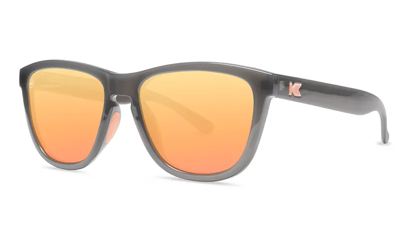 Knockaround Sport Glossy Gray Frame - Peach Lens - Polarized Sunglasses