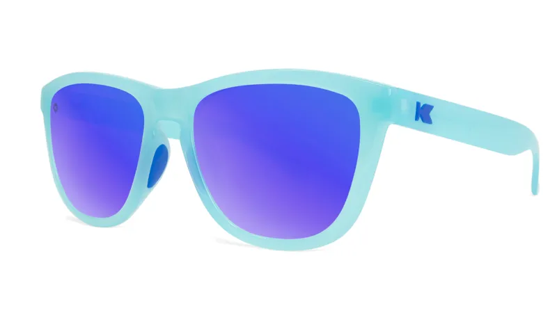 Knockaround Sport Icy Blue Frame - Blue Moonshine Mirrored Lens - Polarized Sunglasses