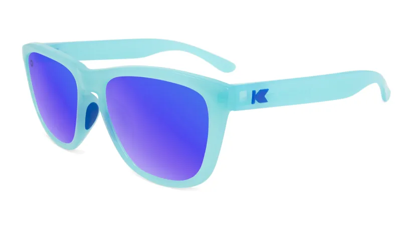 Knockaround Sport Icy Blue Frame - Blue Moonshine Mirrored Lens - Polarized Sunglasses