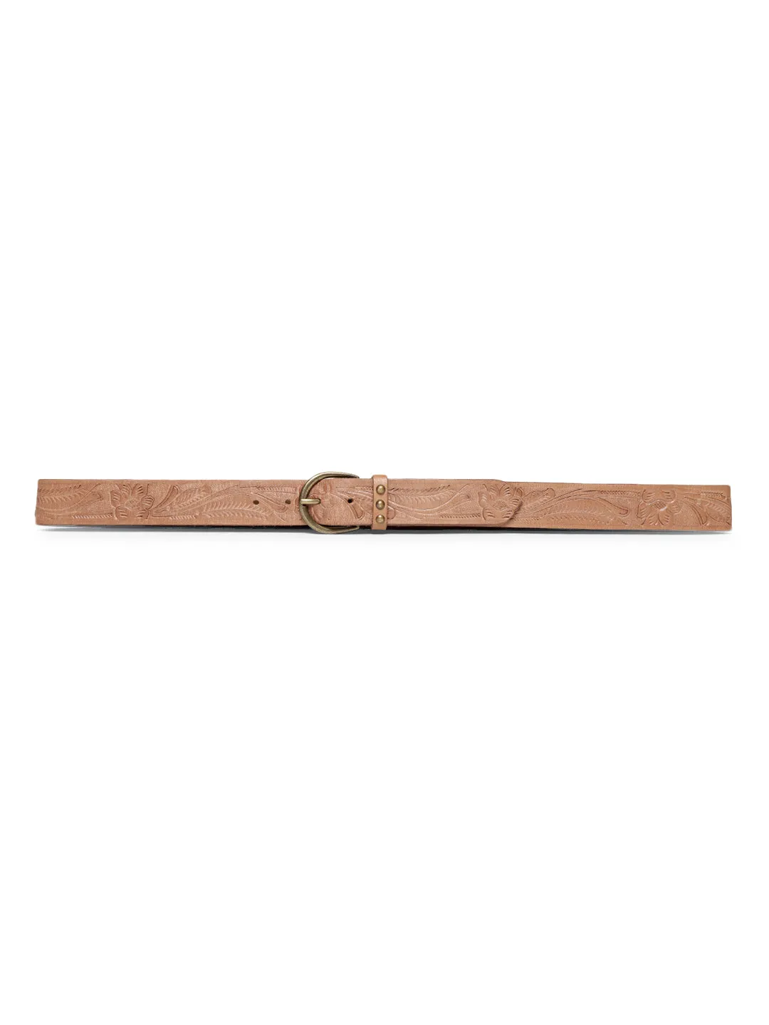 Natural Hand-tooled Design Leather Belt By Art N Vintage