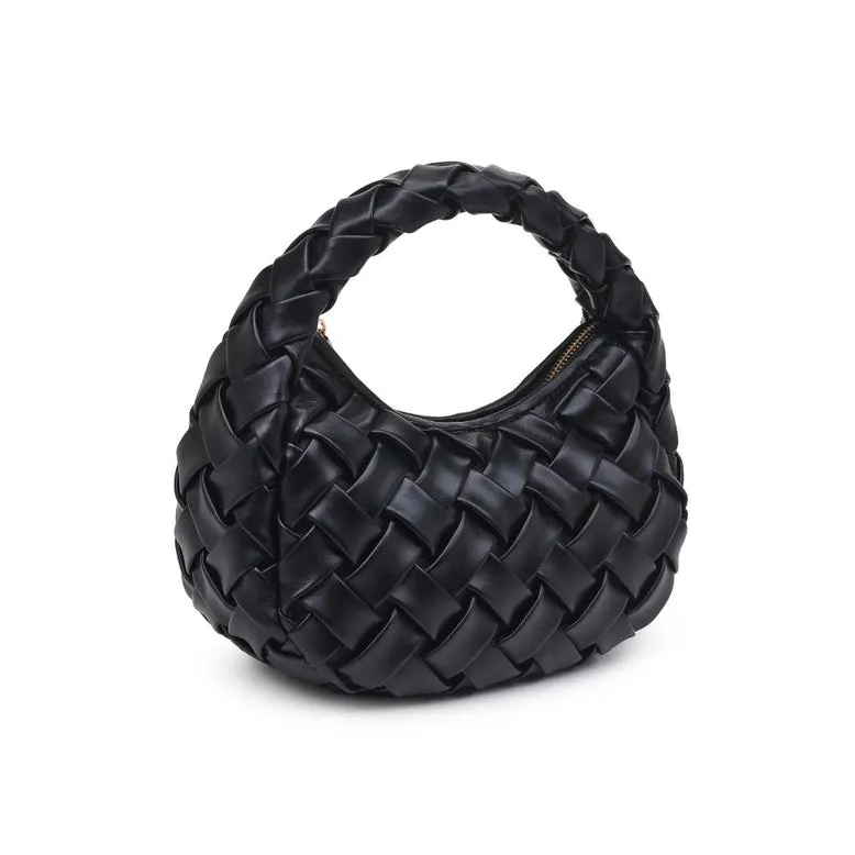 Noreen Woven Black Clutch