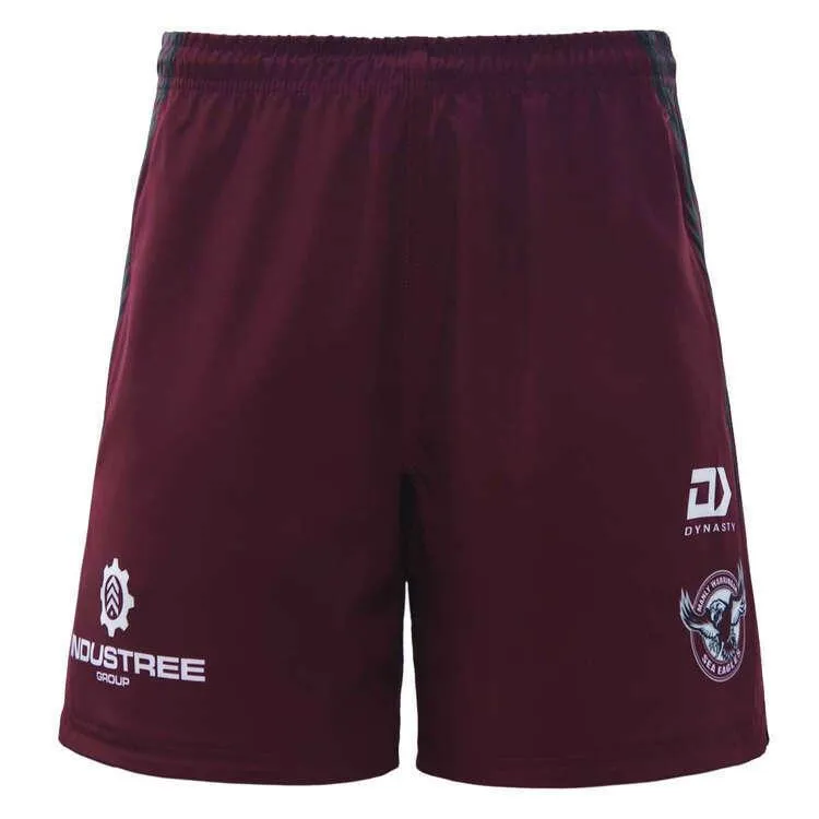 NRL 2023 Gym Training Shorts - Manly Sea Eagles - Adult - Maroon - DYNASTY