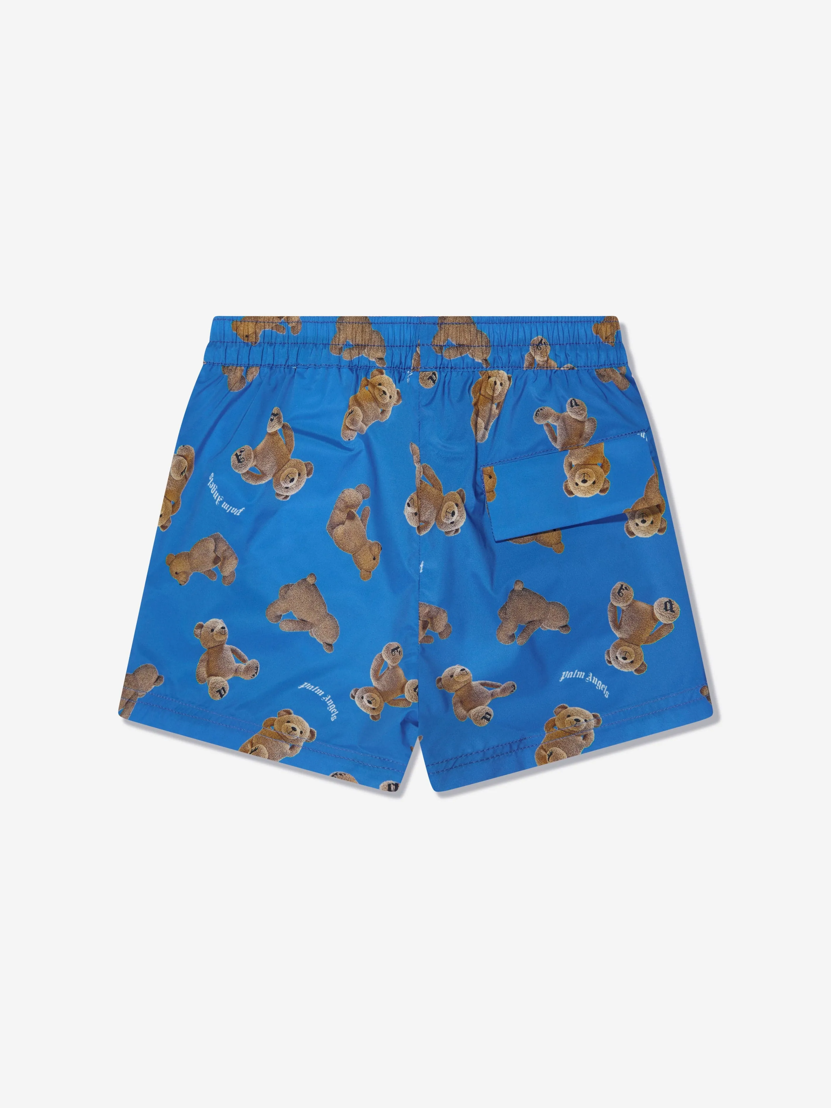 Palm Angels Boys AOP PA Bears Swim Shorts in Blue