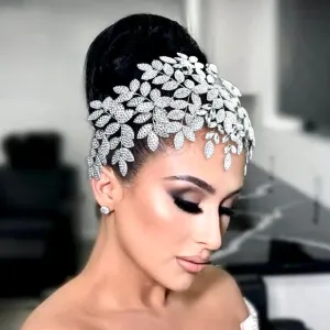 "Dominique" - Silver Crystal Bridal Headdress