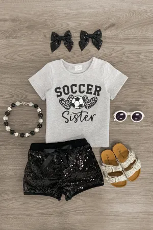 "Soccer Sister" Sequin Short Set