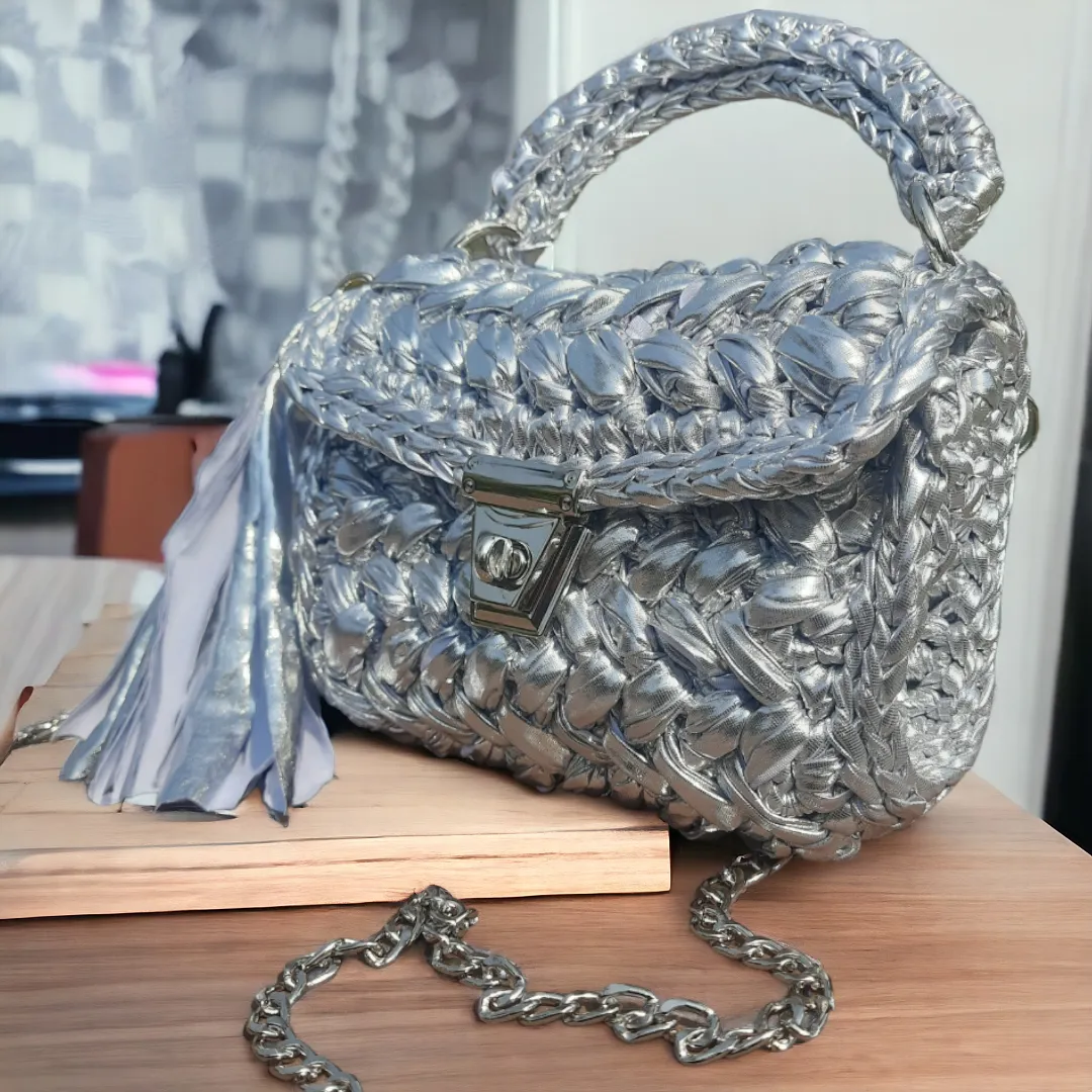 Shiroli Handmade Designer All Metallic Slivery Bag