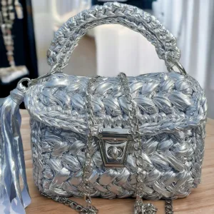 Shiroli Handmade Designer All Metallic Slivery Bag