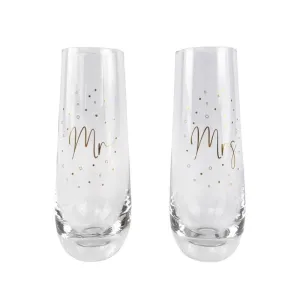 Stemless Champagne Glass Set - Mr & Mrs