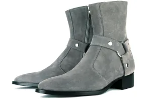 Vincent Harness Zip Boot Grey Suede