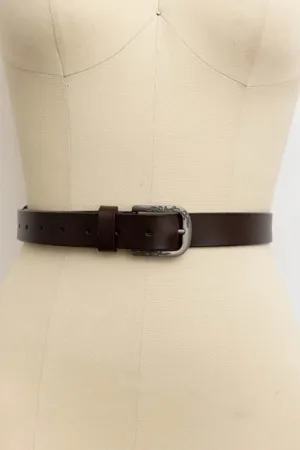 Vintage Washed Leather Belt in Brown