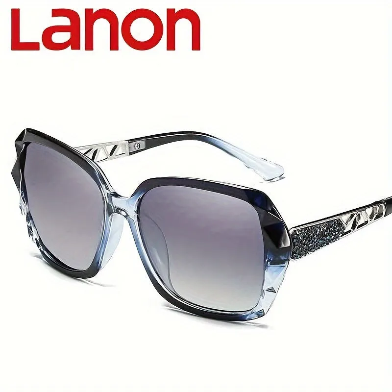 Women's Rectangular Frame Metal Glasses With Gradient Lenses