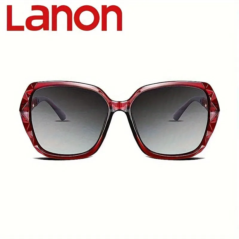 Women's Rectangular Frame Metal Glasses With Gradient Lenses